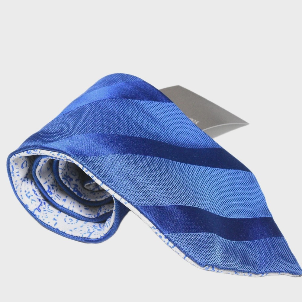 70s Vintage Reversible Paisley Stripe Tie Mens OS Blue Sears Ombre Satin